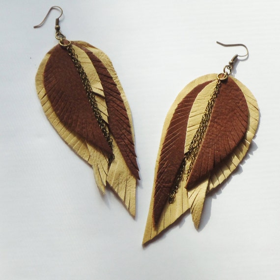 Organic Jewellery Leather Fringe Tribal Feather Necklace Festival Jewellery