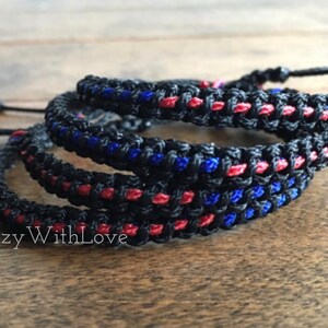 Thin Blue Line MICRO Cord Bracelet ALSO Red, Gold, Gray and Custom Orders image 2