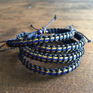 Thin Blue Line MICRO Cord Bracelet ALSO Red, Gold, Gray and Custom Orders image 3