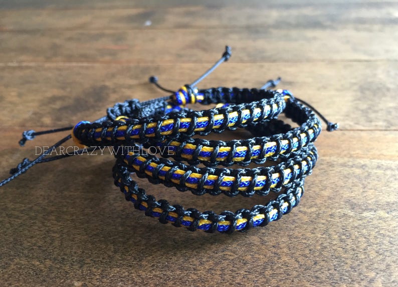 Thin Blue Line MICRO Cord Bracelet ALSO Red, Gold, Gray and Custom Orders image 3