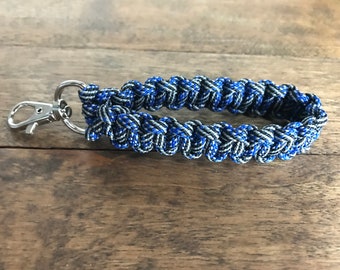 Paracord Keychain- Thin Blue Line Pattern