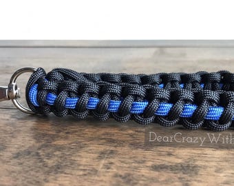 Thin Blue Line Paracord Keychain