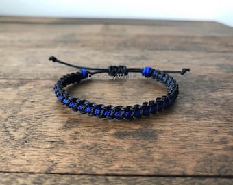 Thin Blue Line MICRO Cord Bracelet! ALSO Red, Gold, Gray and Custom Orders!