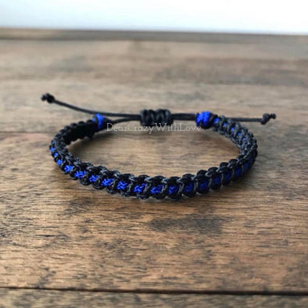 Thin Blue Line MICRO Cord Bracelet! ALSO Red, Gold, Gray and Custom Orders!