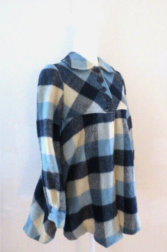 Bobbie Brooks Vintage 50s - 60s Blue Plaid Wool Ja