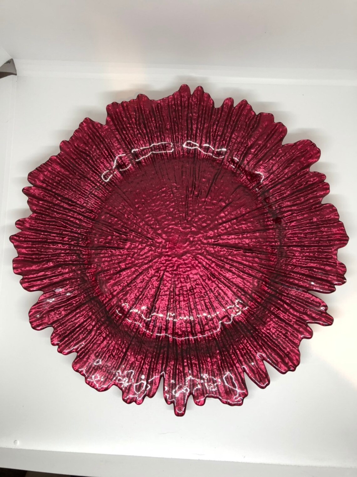 GLASS Reef Charger Plate Burgundy Red Etsy Singapore