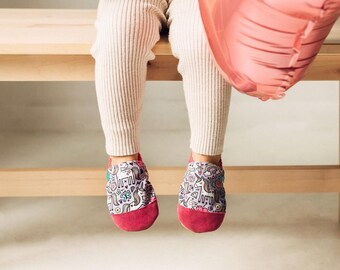 Unicorn Baby Slippers, Rainbow Pink Leather Booties, Soft Sole Shoes