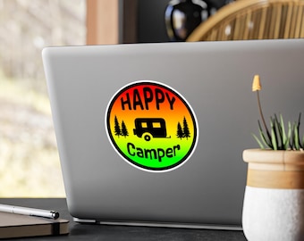 Happy Camper Sticker: Waterproof Camping Sticker