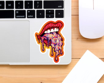 Trippy Lip Bike Sticker: Waterproof Vinyl Sticker
