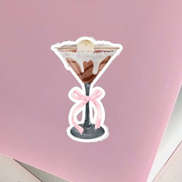 Coquette Espresso Martini Bow Kiss-Cut Stickers