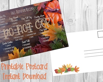 Fall Diffuser Recipes postcard | Happy Mail | Diffuser Blends