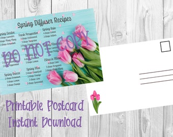 doTERRA Spring Diffuser Recipes Postcard | Diffuser Blends | Happy Mail