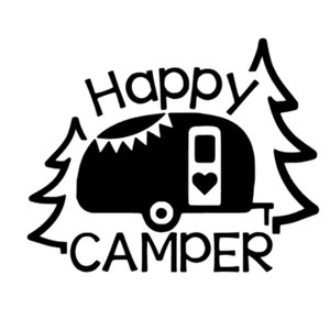 Happy Camper Vinyl Decal Sticker Decal Tumbler Decals Choose from Different Sizes and Colors image 1