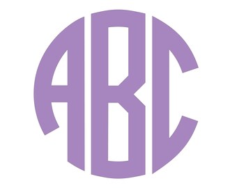 1.5" Tall Circle Block Monogram Vinyl Sticker