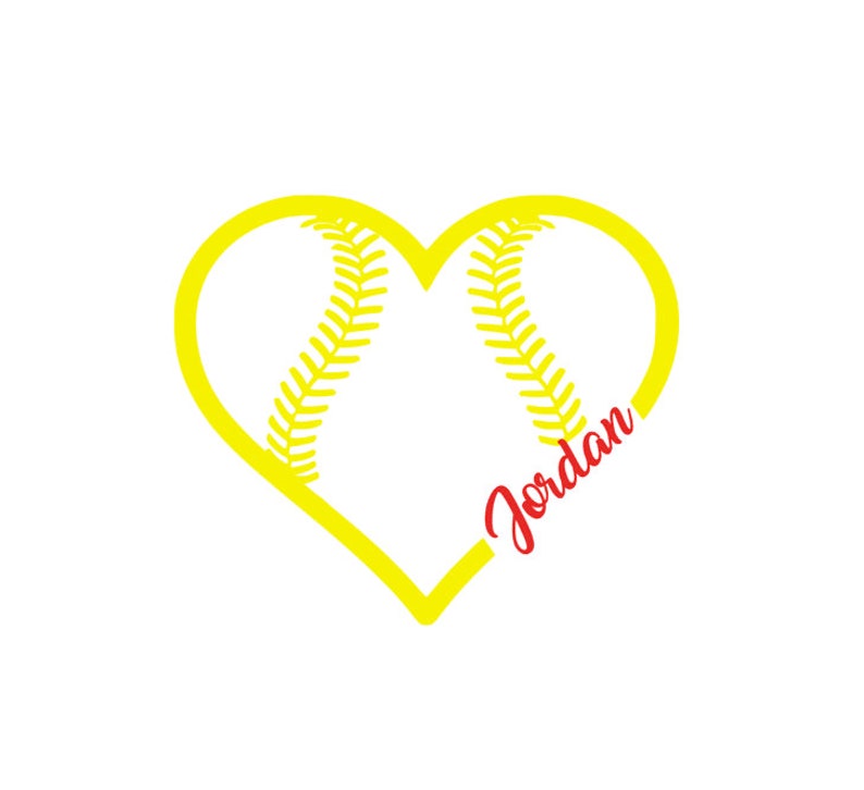 Heart Softball Vinyl Decal Sticker Decal Choose From Etsy