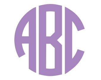 1" Tall Circle Block Monogram Vinyl Sticker