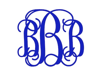 6" Tall Vine Monogram | Car Window Sticker