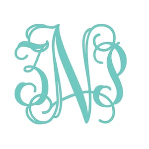 1/2" Incremental Vine Monogram Sticker Decal | 1/2" to 5.5" | Choose Your Height