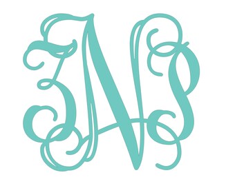 1/2" Incremental Vine Monogram Sticker Decal | 1/2" to 5.5" | Choose Your Height