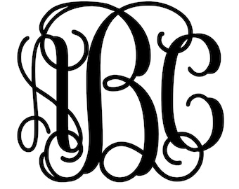 4" Tall Vine Monogram Sticker Decal