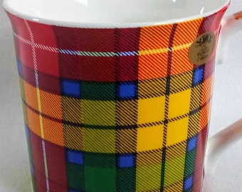 Bc132 Attractive Vintage Leonardo Collection Bone China Mug, Buchanan Tartan. New Old Stock. Tracked Global Shipping