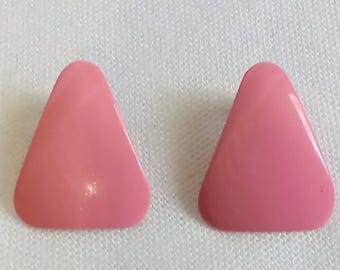 JP3488 Vintage Pink Enamel over Metal Earrings. Clip on Style. c1980s
