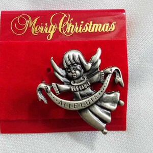 JP26 Vintage Silber Ton Weihnachtsengel Engel Brosche. Neuer Altbestand.  Versicherter Versand