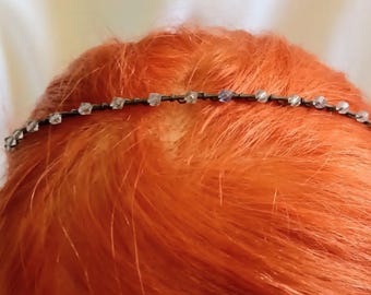 JP3497 Vintage Silver Tone Simple Tiara. c1950s. Wedding or Formal.
