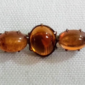 K87 antiek en zeldzaam. Victoriaanse Anbar 3 Stone Bar-broche. Verzamelbaar. Gratis wereldwijde verzending