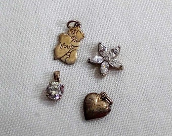 JP645 Vintage Silver 925 Small Charms, Set of 4. Various