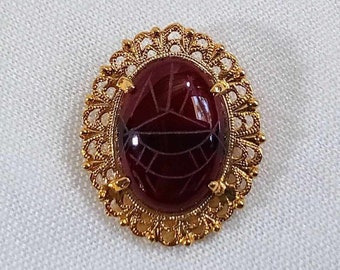 Broche scarabée vintage dorée JP734. Nouveau vieux stock. Livraison internationale gratuite