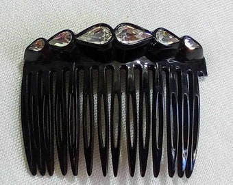 Y22 Vintage Black Jewelled Hair Comb. Free Global Shipping