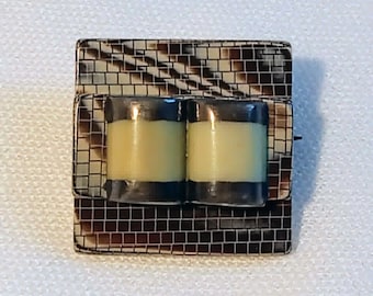 JP3414 Vintage Mid Century Brosche im Art Deco Stil. um 1950