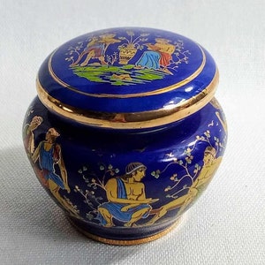 V91  Vintage Porcelain Perfume Pot. Made in Greece. Solid Perfume. C1990&#39;s.