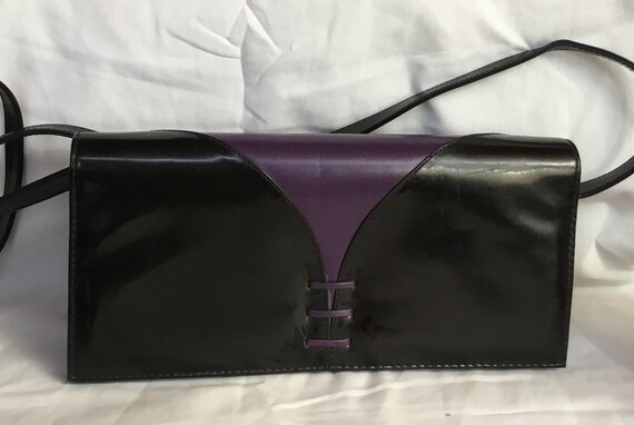 N20 Vintage Carvela Womens Black and Purple Shoulder Bag. Free