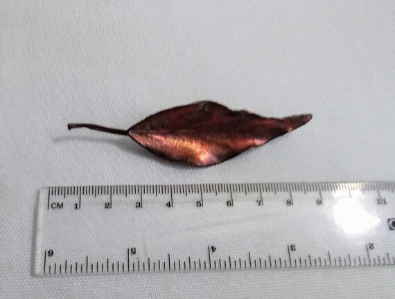 JP367. Vintage Copper Leaf Brooch. Free Global Sh… - image 4