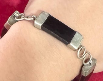 AB92 Vintage zilveren armband met hoornen schakels. Cadeau-idee. Verzending met tracking.