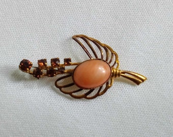 Lamazion pg5カスタム　真鍮 JP185. Vintage Gold Tone Brooch. Abstract Design. Brown