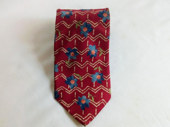 Cravate en soie vintage Z38 de Burton pour Rouge et bleu