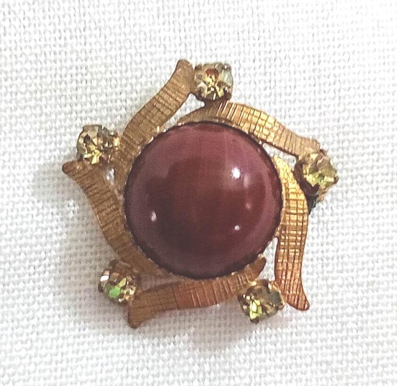 Broche Dorée Avec Pierres - Occasion - Style Vintage