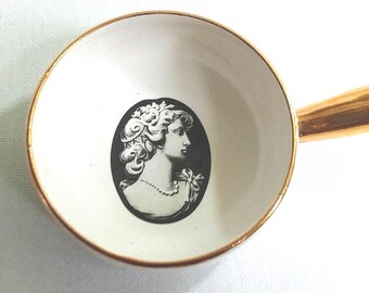 L50 Vintage Limcolor, France Porcelain Trinket Dish With Handle