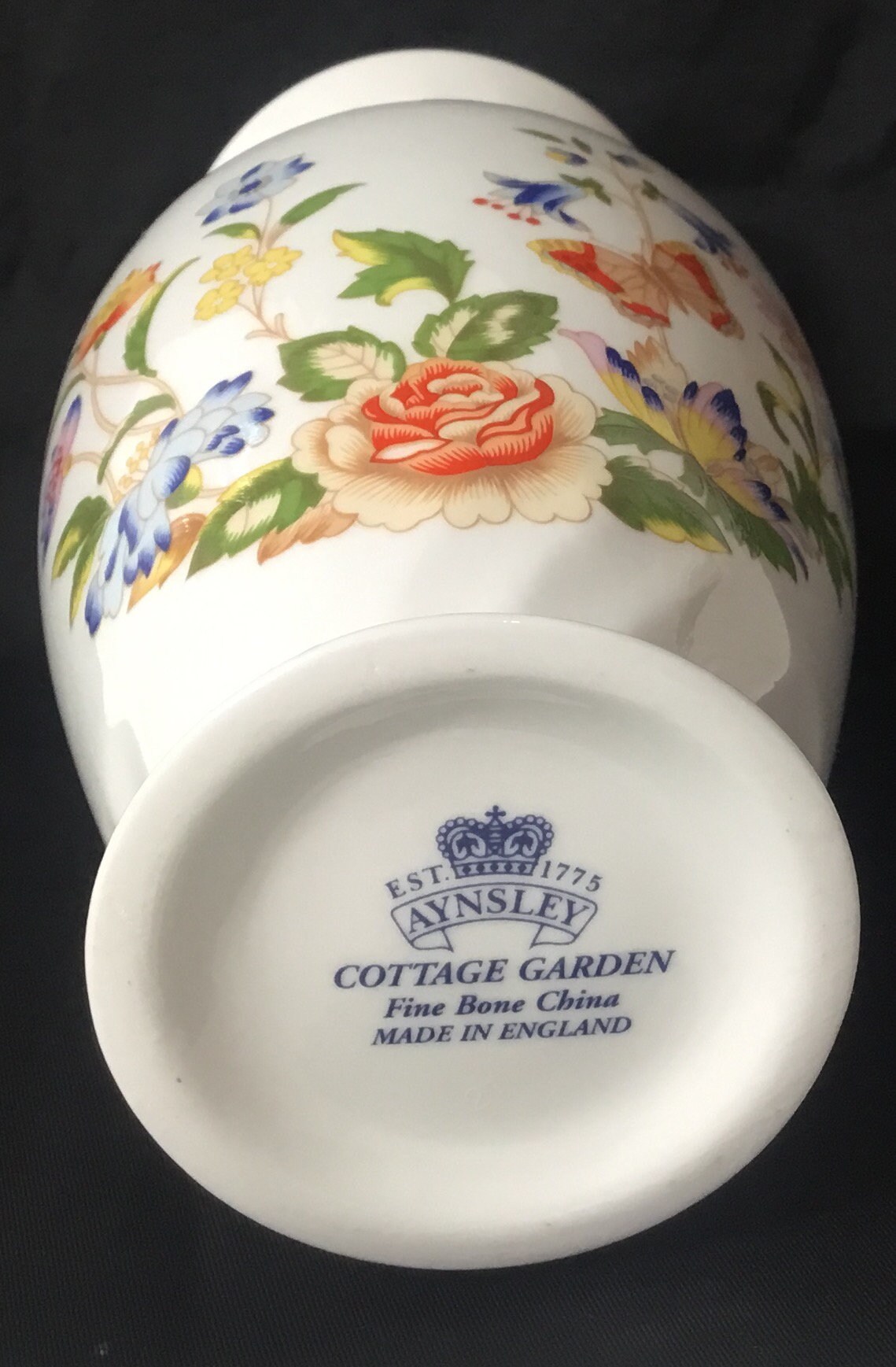 T37 Vintage Aynsley Cottage Garden 16cm (medium) Vase, Fine T37 Vintage Aynsley Cottage Garden 16cm (medium) Vase, Fine