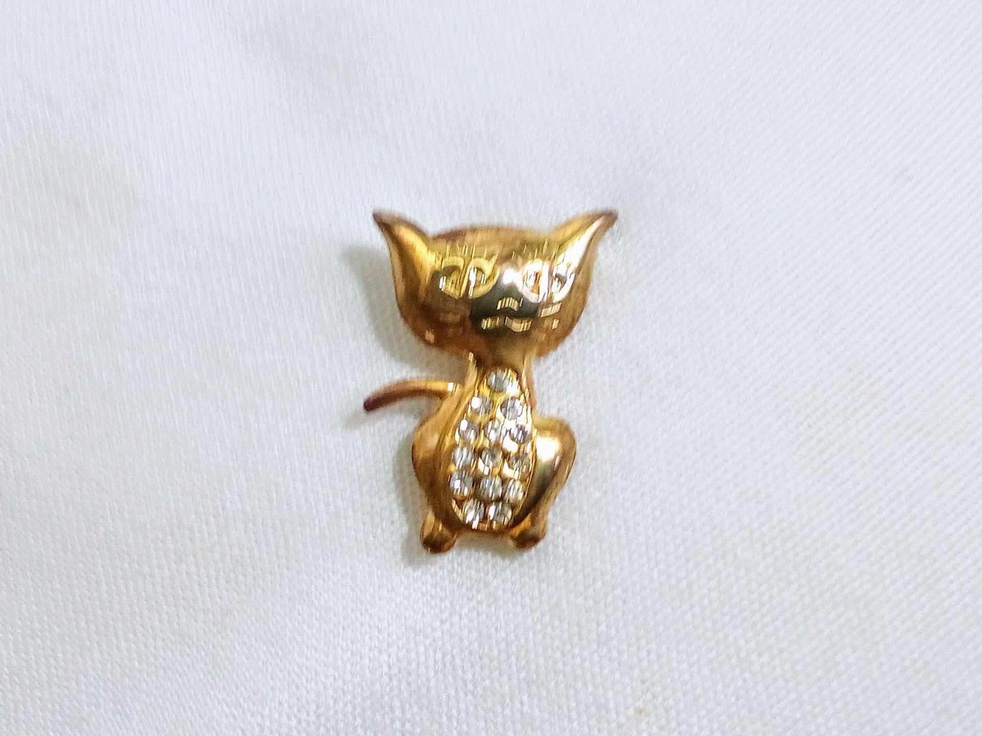 Broche Vintage Dorée Chats – Bijou Fantaisie Rétro élégant, Animal, Occasion, Fabrication France