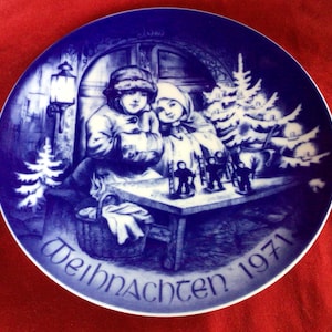 T189 Piatto decorativo natalizio Vintage Weihnachten 1971 con biglietto originale e scatola. Prodotto in Germania. Spedizione tracciata.