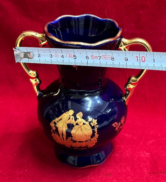 V99 Vintage 1970s D' Art Limoges Castle Porcelain Two Handled