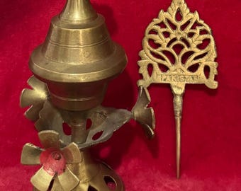 W266 Vintage handgemaakte messing Arabische islamitische eyelinerfles (Kohi, Makhla). Cadeau-idee. Verzending met tracking.