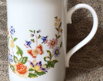 W183 Vintage Aynsley Cottage Garden  Butterfly Pattern Large Tea / Coffee Mug. Bone China. Tracked Shipping.