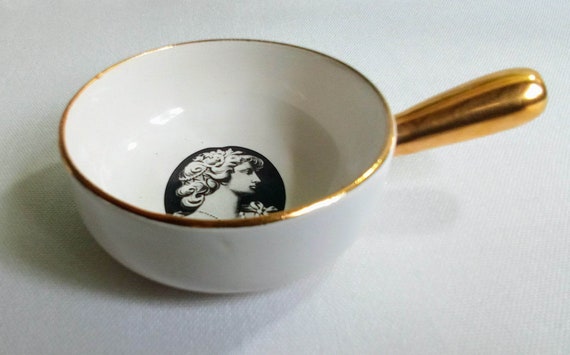 L50 Vintage Limcolor, France Porcelain Trinket Dish With Handle