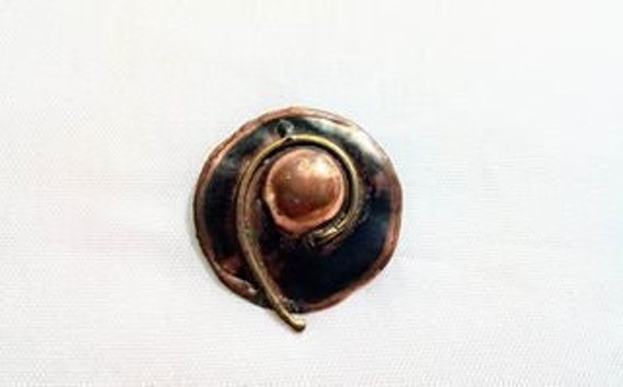 B56 Vintage handmade, unique Copper & Brass Brooc… - image 7