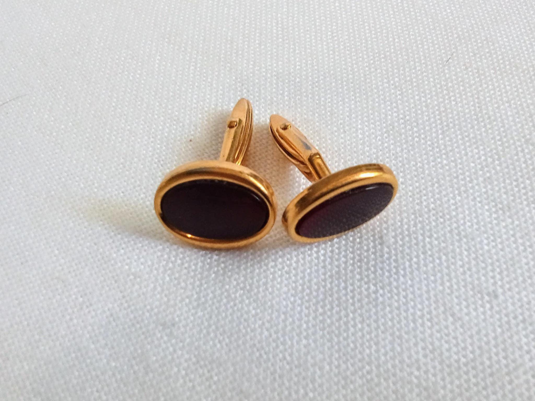 Boutons De Manchette Vintage Métal Doré W.GERMANY Avec Coffret - Occasion Très Bon état